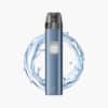 ELFBAR ELFX Pod Kit in Blau mit schwarzem Pod, 20 mg, freigestellt mit Wasserspritzer im Hintergrund