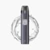 ELFBAR ELFA Pod-System in Grau mit transparentem Pod und Wasser-Splash-Hintergrund, 20 mg