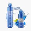ELFBAR PLUS50 Vape in Blau, Sorte Blue Razz Lemonade, 20 mg, mit Wassersplash und blauen Himbeeren im Hintergrund